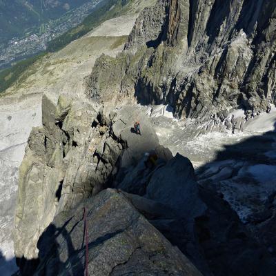 Sur la belle arête finale menant au glacier suspendu