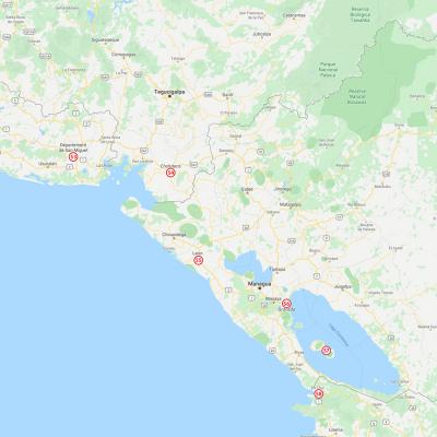 Les étapes au Salvador, Honduras et Nicaragua