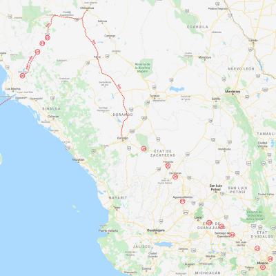 Étapes dans le nord du Mexique