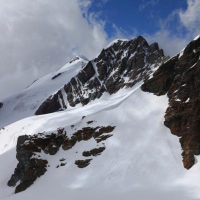 Une partie des arêtes du Breithorn depuis Pollux